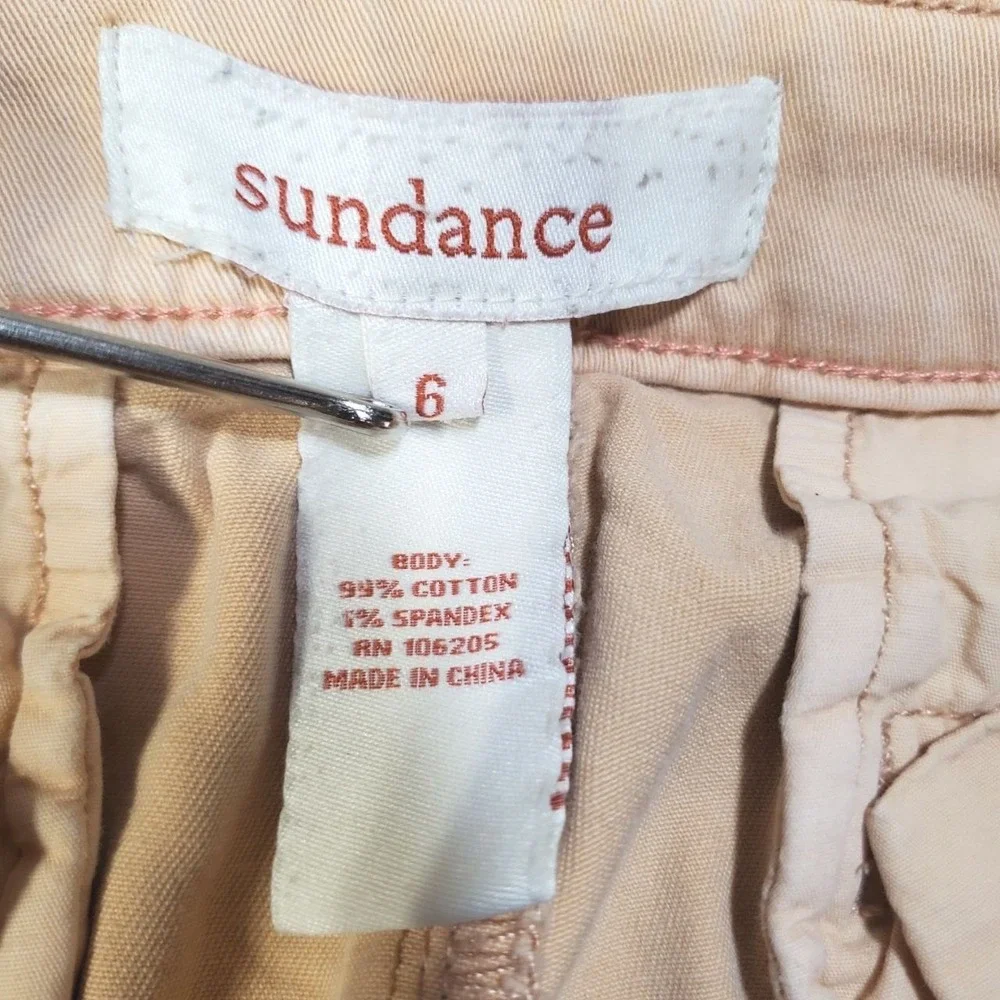 Sundance Always In Style Chino Pants Women 6 Tan Cotton Stretch Casual Coastal
